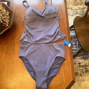 NWT Land's End Bandeau Tankini Top & Bottoms Swimsuit Size 10